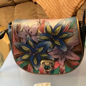 Handpainted leather Anuschka handbag